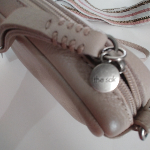 The Sak Cora Crossbody Bag in Blush Pink with Striped Strap - Picture 4 of 16